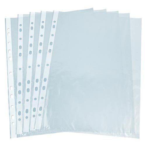 A4 Clear Plastic Poly Punched Pockets Strong Filing Wallets Sleeves - 55 MICRONS