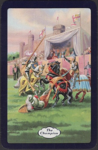 Playing Cards Single Card Old Vintage Named THE CHAMPION Medieval Knights Horses - 第 3/3 張圖片