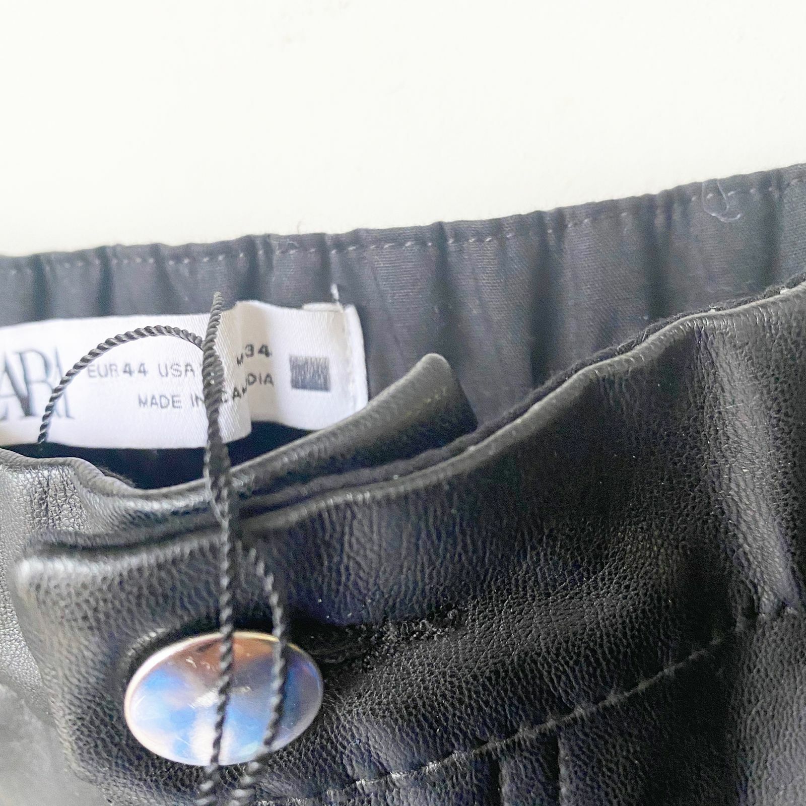 Zara Size 12 Black Faux Leather Pants - New Without Tags image 4