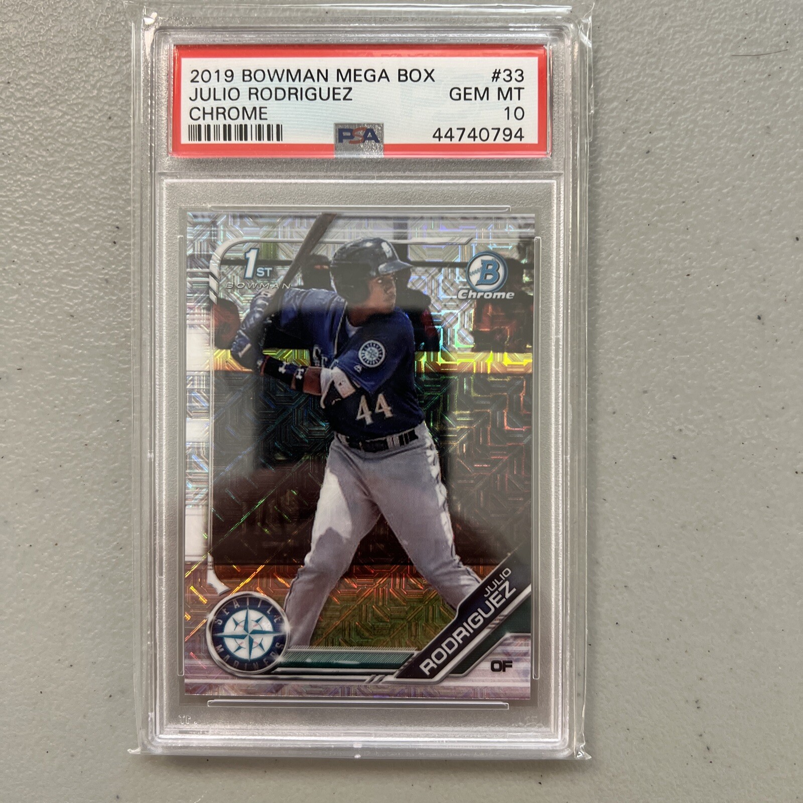 PSA 10 JULIO RODRIGUEZ 2019 1st Bowman Chrome RC Mega Box MOJO REFRACTOR #BCP-33