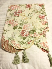 SHABBY CHIC 1 WINDOW VALANCE SCALLOPED TASSEL YELLOW FLORAL 21" x 60" RN#38667