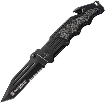 Smith & Wesson Border Guard Linerlock Aluminum Folding Serrated Knife 