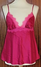 Silky Camisole Babydoll Cerise Pink Lace Detail 8 10 12 Valentine Gift Idea AX4