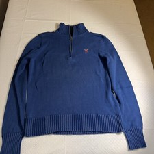 American Eagle Outfitters Men  s Blue 1/4 Zip Pullover Sweater XLT
