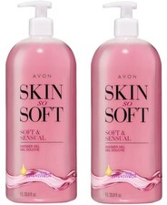 Lot of 2 - Avon Skin so SOFT SENSUAL Shower gel BONUS size w pump 33.8oz NEW