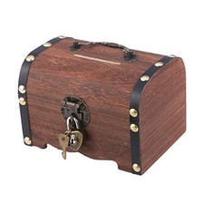 Small Wooden Treasure Chest Boxes Retro Treasure Chest Storage Box with Lock 