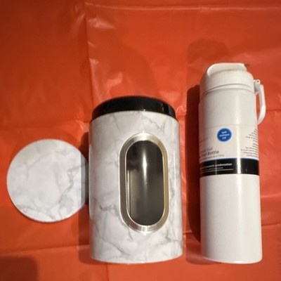 White/Gray Marble Stainless Steel Insulated Vacuum Flask Set, Twist Lid, 3pc
