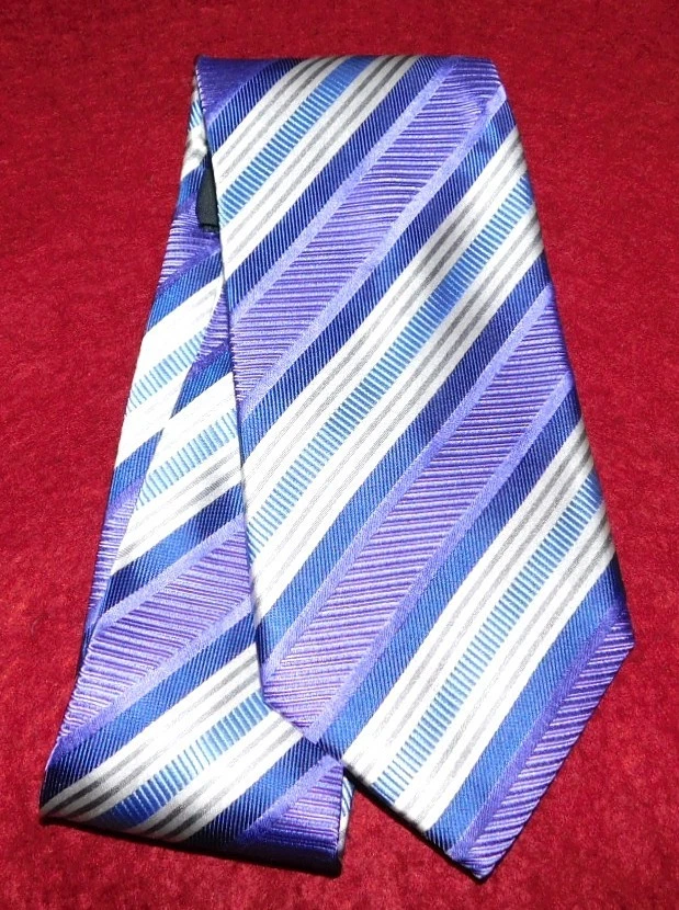 Gravata listrada DANIEL DE FASSON STUDIO AZUL/BRANCO/ROXO - GRAVATAS - GRAVATAS DE DESIGNER. - Imagem 2 de 3