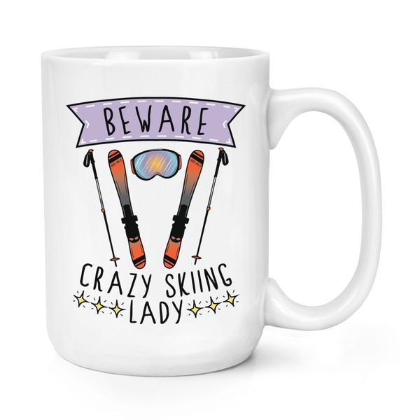 Beware VerrüCkte Schifahren Damen 426Ml GroßE Tasse Cup Sport Lustig Skier Spass-image