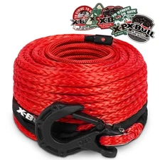 X-BULL 32000LBS 3/8" x 85ft Red Winch Rope Synthetic Recovery Rope Truck 4×4 4WD