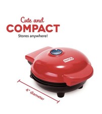 Neu im Karton Dash Red Heart Mini 4" Antihaft Waffeleisen