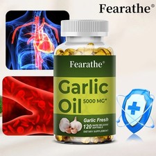 Garlic Oil 5000 MG Promotes Heart and Cardiovascular Health 120 Capsules