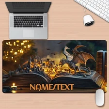 40*90cm1pc Custom NameText Magic Book Design XXL Gaming Desk Mat - HD Printed Fa