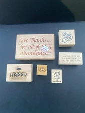 Wooden Rubber Stamps  Phrases Quotes Sayings-New-Mixed Lot Of Six