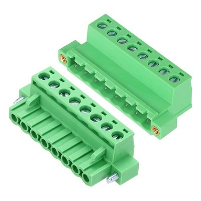 1Set Male&Female 5.08mm 8 Pin PCB Screw Mount Terminal Block Connector, Green