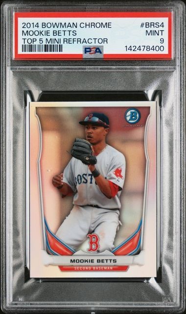 2014 Bowman Chrome Mini Prospect Rookie Refractor #BM-BRS4 Mookie Betts RC PSA 9 view 7