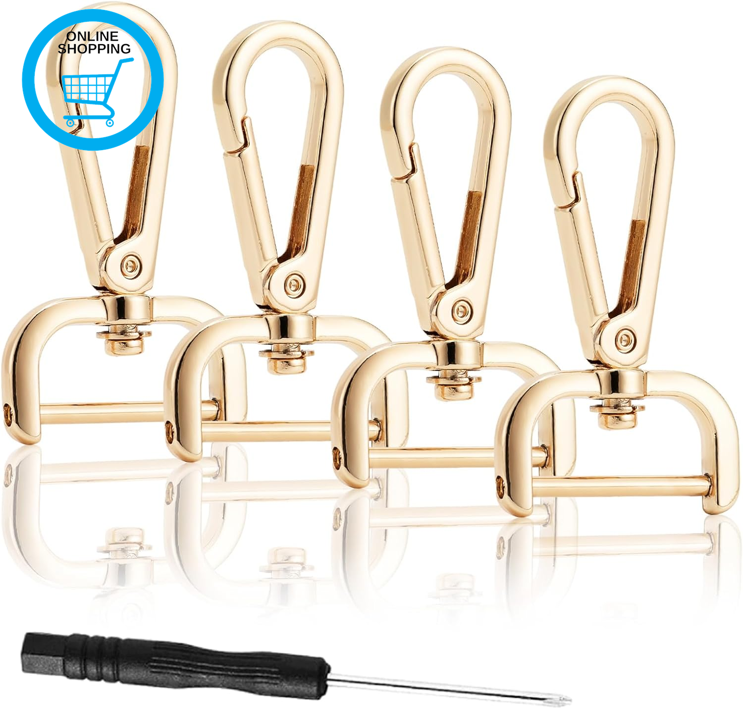 4PCS Detachable Snap Hook Swivel Clasp with Screw Bar,Multiple Sizes Hardware Re