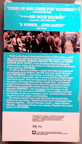 Hoosiers (VHS, 1986)(Drama) Gene Hackman, Barbara Hershey, Dennis Hopper! - Imagen 5 de 7