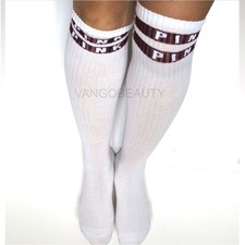Vintage RARE FIND Victoria' Secret PINK Over Knee High Socks White NWT OS
