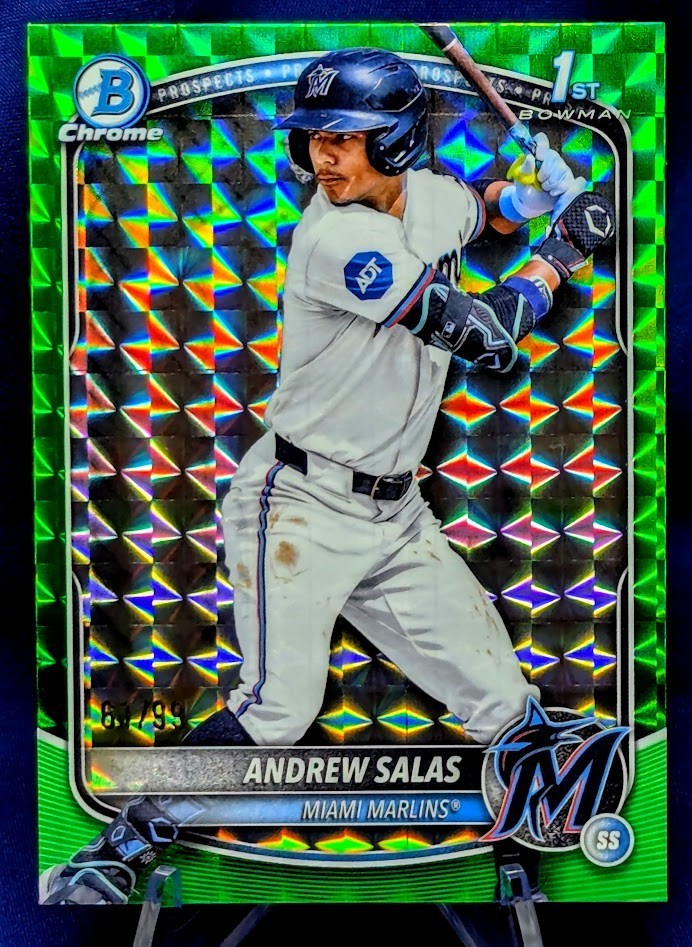 Andrew Salas 2025 Bowman Chrome Green Geometric Refractor 1st Prospect #/99