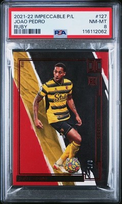 2021-22 Panini Impeccable EPL Joao Pedro RC Ruby /6 PSA 8