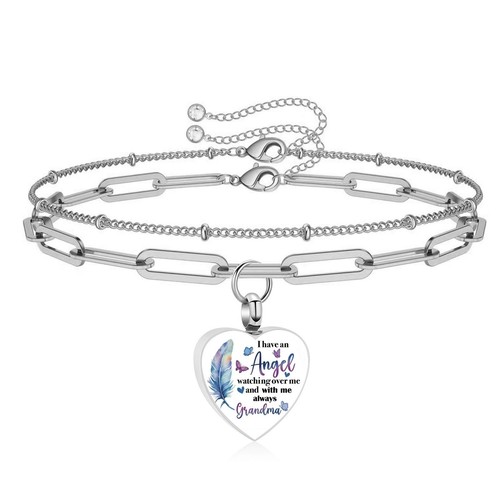 Heart Cremation Urn Bracelet for Ashes for Women Men Keepsake Cremation Memorial - Picture 1 of 7