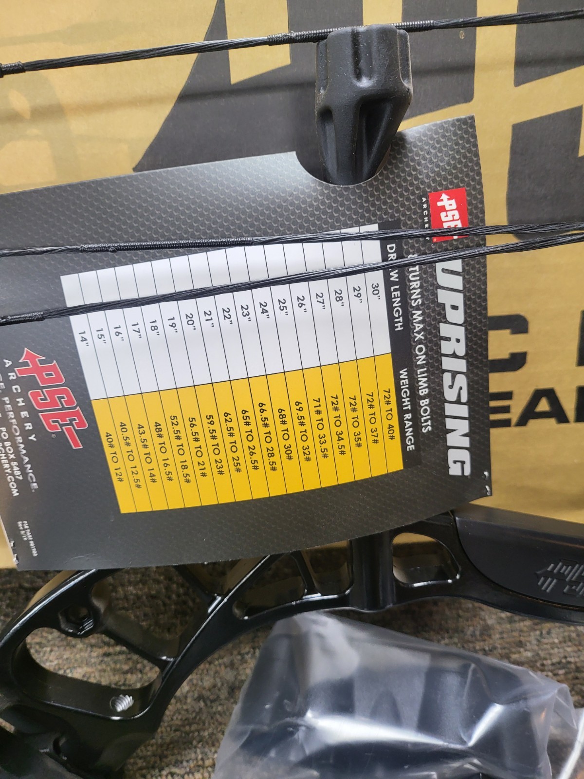 PSE Uprising 12-72lbs Right Hand Black Youth Compound Bow Ready to Shoot New NIB