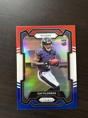 Zay Flowers 2023 Prizm Rookie Red White & Blue #307 RC Baltimore Ravens Star