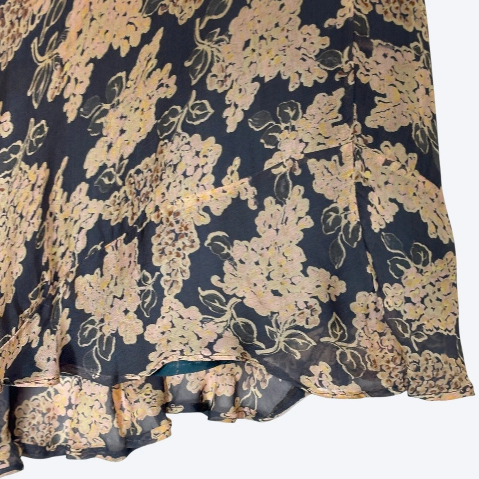 复古 90 年代 Sarah Arizona 花卉长裙女式 M 浪漫流畅荷叶边 — 第 4/4 张图片