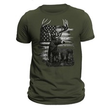 Deer American Flag Shirt   Patriotic Buck Hunting Tee for Men