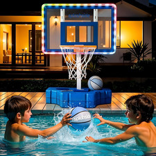 Pool Basketball Hoop   Poolside, Adjustable Height, and Rust-Resistant, with LED