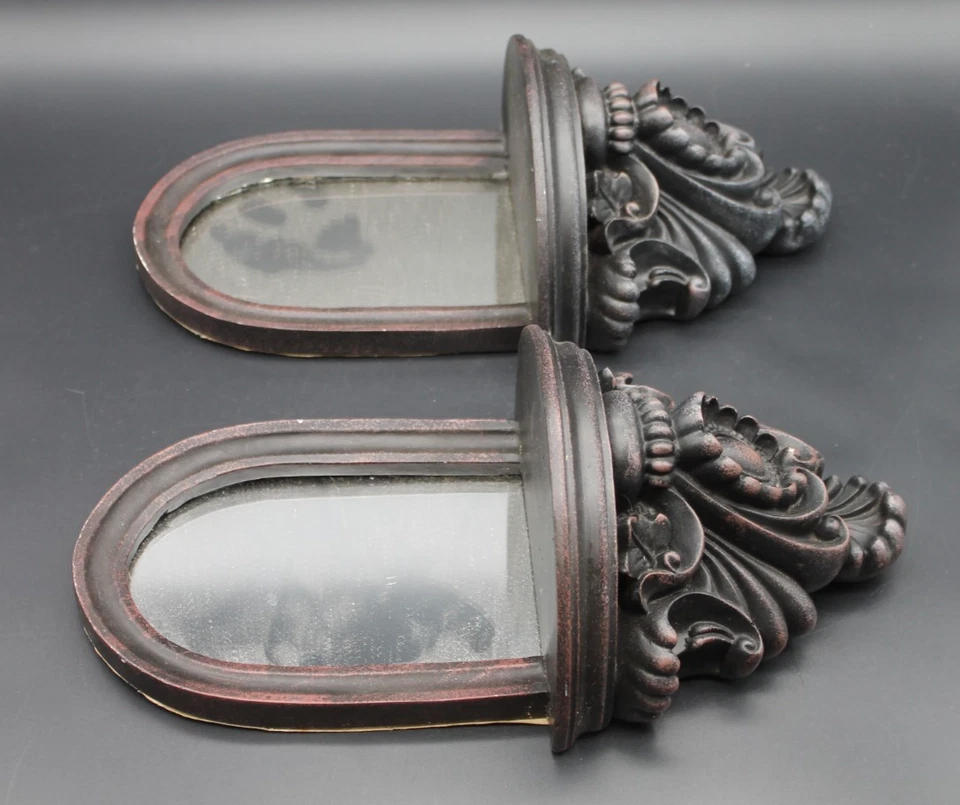 Juego de 2 espejos de pared estilo victoriano barroco gótico 12" de alto negro granate Foto 2 de 4