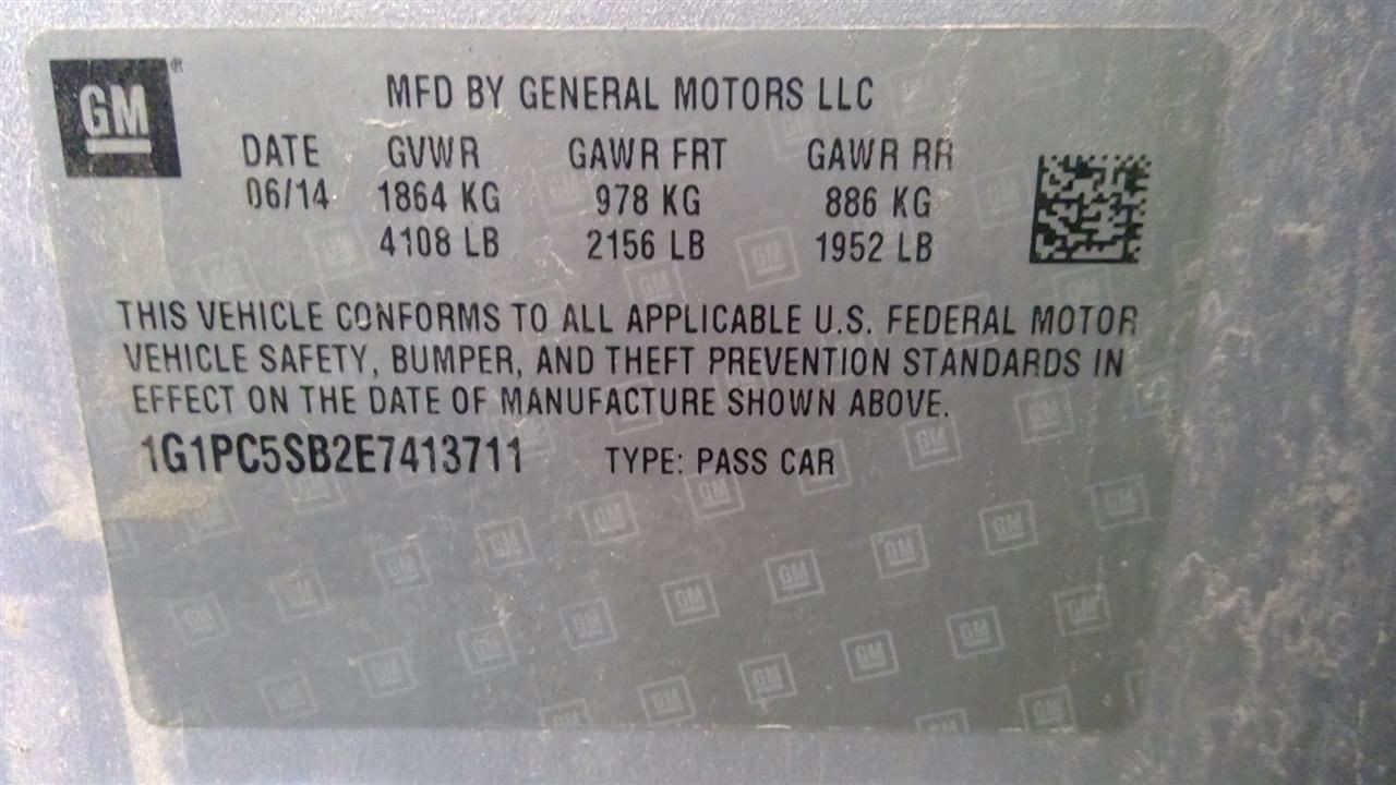 Driver Front Door VIN P 4th Digit Limited Fits 12-16 CRUZE 926283