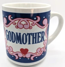 Vintage 90s Godmother Coffee Mug Mothers Day Family Hearts Gift Abbey Press USA