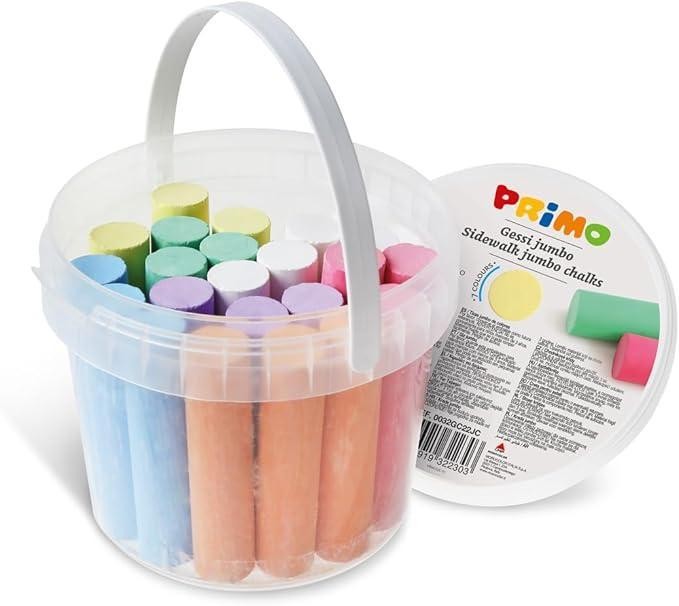 Primo Secchiello 22pz Gessi Jumbo Ø18x80mm 7 Colori Assortiti in Calcio Carbona