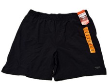 Speedo Men  s Swim Trunks Black Elastic Waist Board Shorts Size XXL NWT