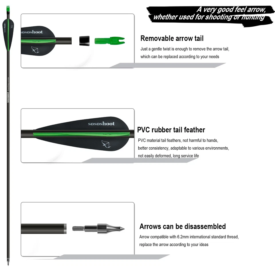 6/12pc 28 Inch Archery RecurveBow Fiberglass Arrow Hunting Arrow Hunting - Image 4 of 4