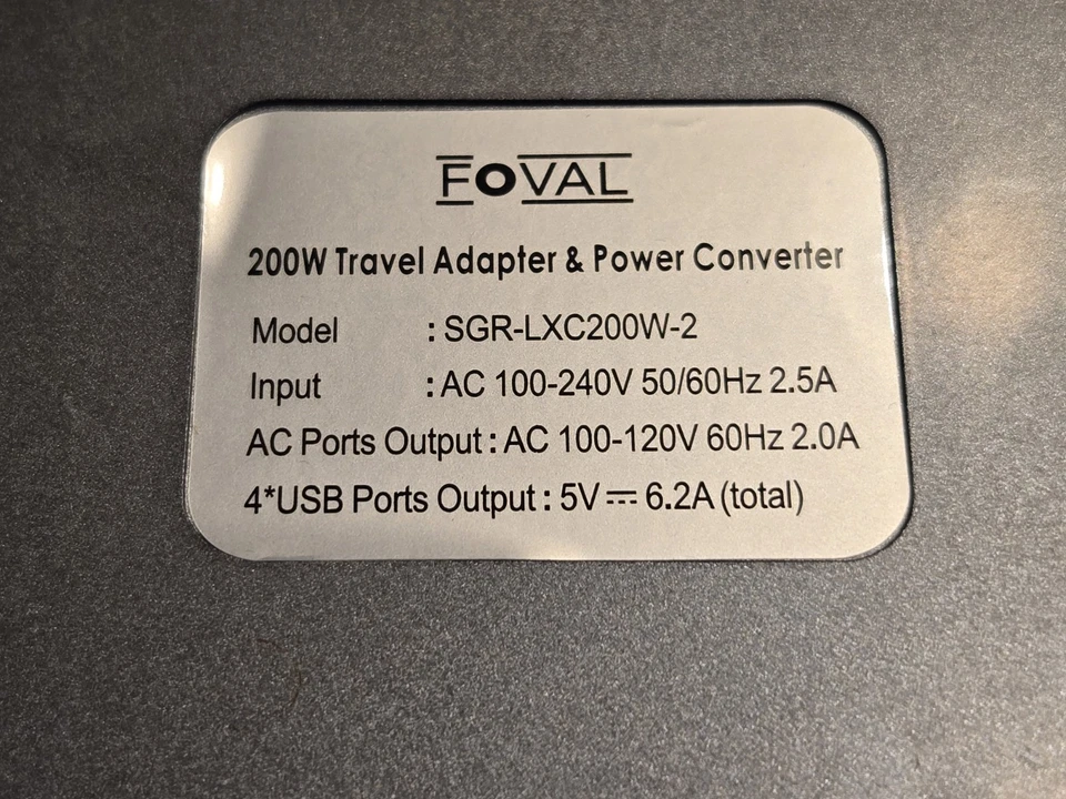 Foval Travel Voltage Converter Int'l Power Adapter Step Down 220V to 110V - Image 2 of 2