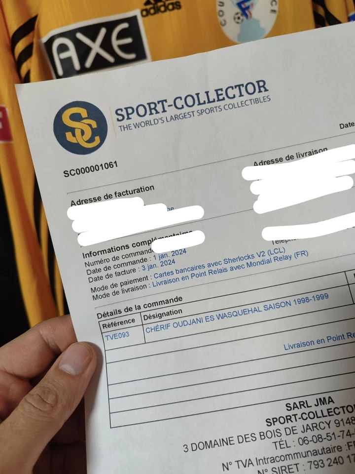 Maillot Porté Coupe De France shérif OUDJANI Wasquehal V Valenciennes 23/01/1999 - Photo 2/4