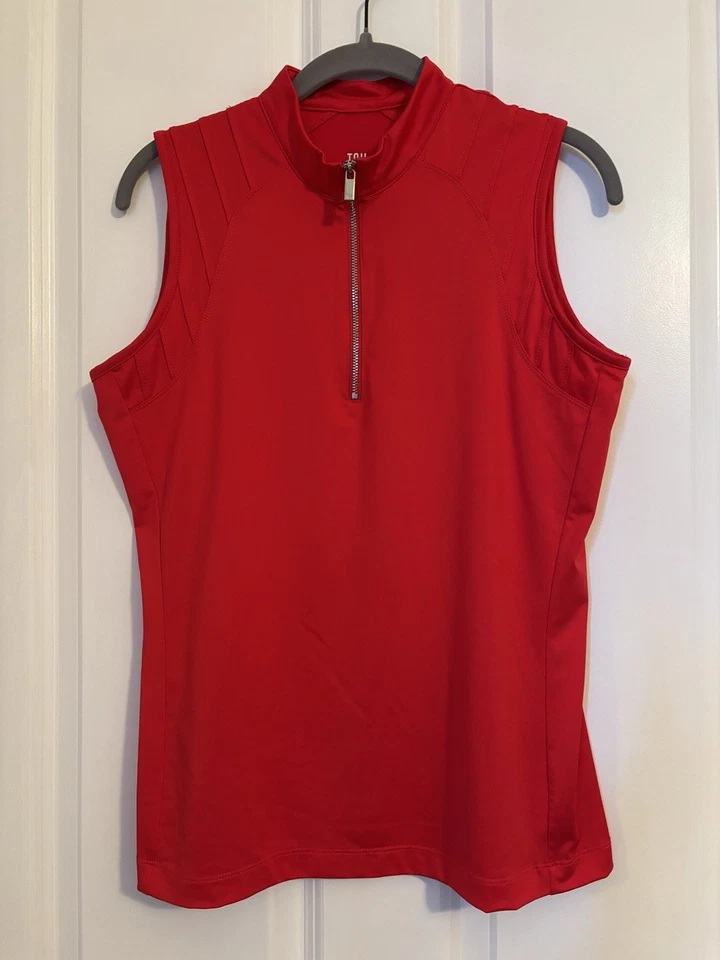 Tail - Women’s Red Sleeveless Zip Tank Top.  Size. M - Image 3 of 4