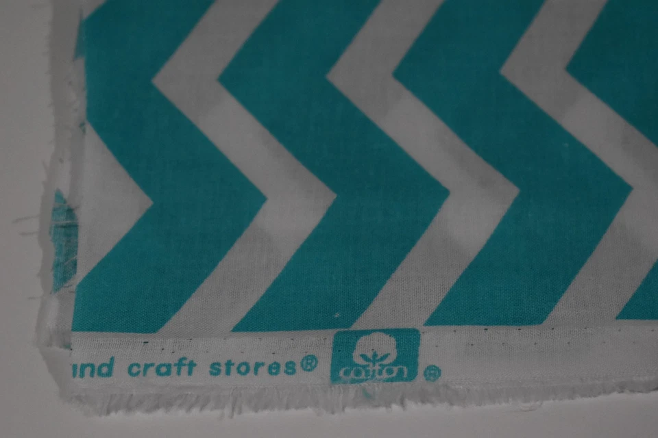 100% cotton fabric JOANN 1/3 yard x 43" modern TEAL WHITE CHEVRON - Image 2 of 2