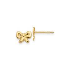 14k Yellow Gold Childrens Bow Post Earrings