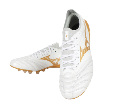 Mizuno Morelia Neo 4 Beta Elite AG Mens Soccer Cleats White Gold