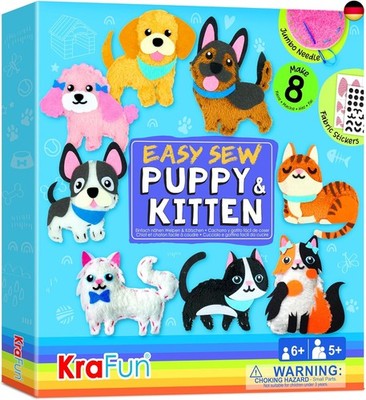 KRAFUN Easy Sew Welpe und Kätzchen für Kunst- und Bastelanfänger für Kinder, 8 e