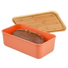 bremermann Brotkasten mit Bambus-Deckel, Brotbox | Schneidebrett, Brottopf, rot