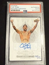 C.M Punk 2022 AEW Upper Deck Prominent Cuts Auto PSA Certified WWE PCA-CP /75