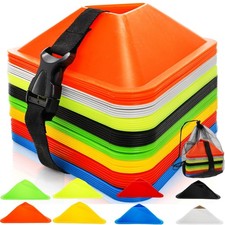 48 Pack Triangle Soccer Cones, Flexible Agility Cones with Carry Bag and Stra...