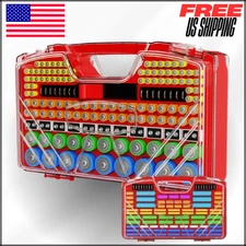Battery Organizer Storage Holder Box Case with Tester 285+Batteries Double-Sided