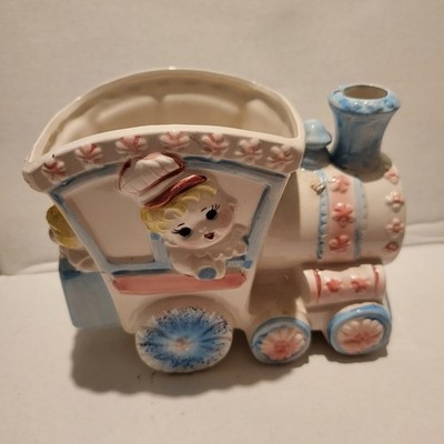 JAPAN Ceramic Train Baby Planter 4678