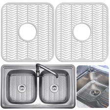 Decorrack 2 Sink Protectors for Kitchen Sink, White 12" X 11" Dish Rack, Protect
